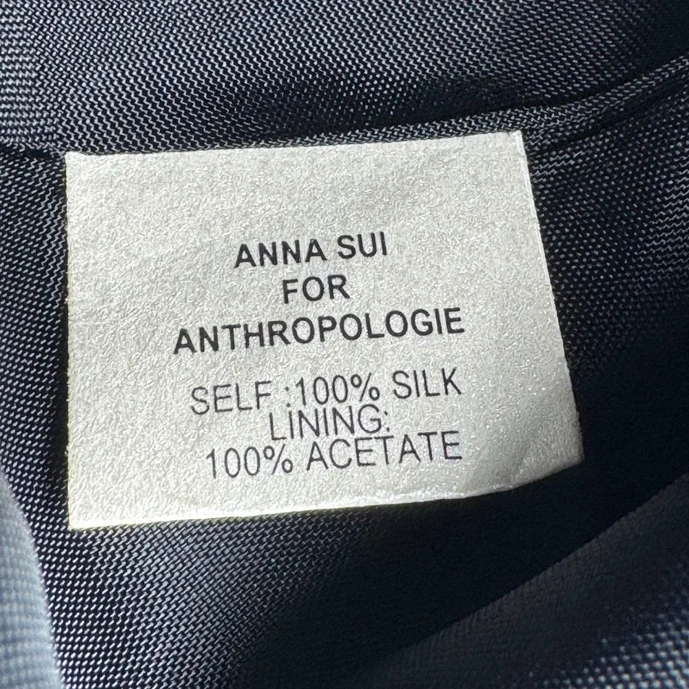 Anna Sui for Anthropologie Silk Butterfly Print Strapless Dress Black Multi 0 - Picture 7 of 8